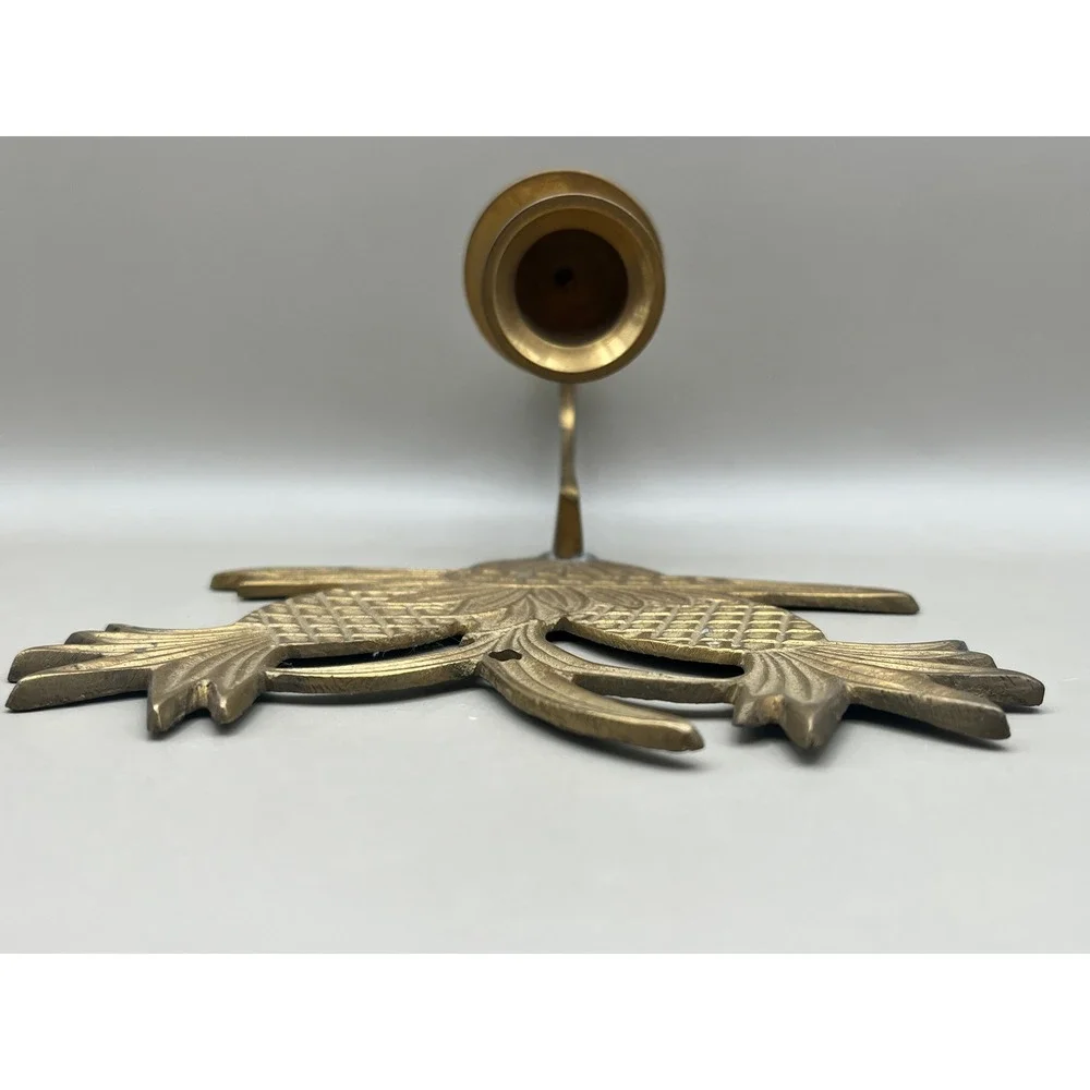 Vtg‎ Solid Brass Double Pineapple Wall Sconce Candle Holder Decor 6.5
